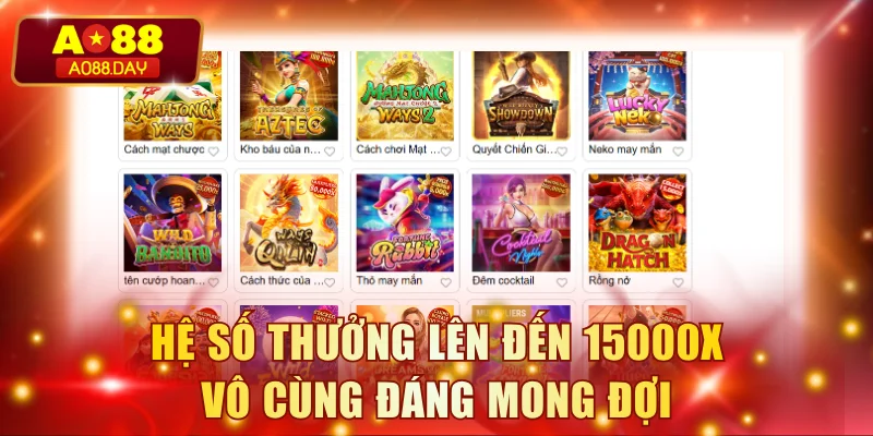 Hệ số thưởng lên đến 15000x vô cùng đáng mong đợi