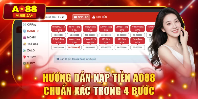 Hướng dẫn nạp tiền AO88 chuẩn xác trong 4 bước